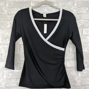 White House Black Market Top Black w/White Trim